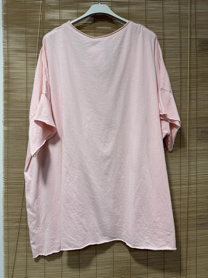 GRANDE TAILLE - T-shirt coton rose pâle