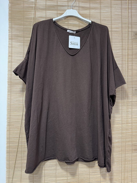 GRANDE TAILLE - T-shirt coton marron