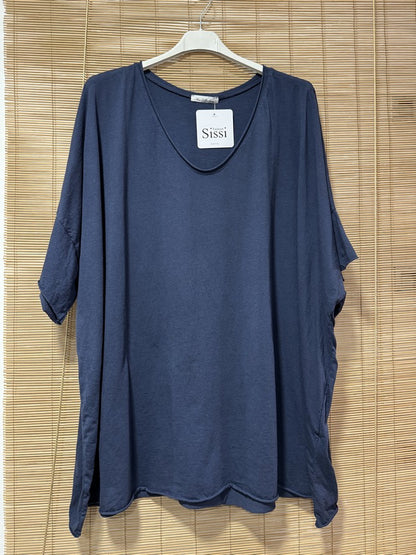 GRANDE TAILLE - T-shirt coton bleu marine