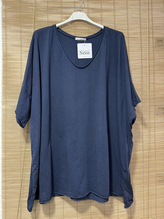 GRANDE TAILLE - T-shirt coton bleu marine