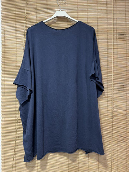 GRANDE TAILLE - T-shirt coton bleu marine