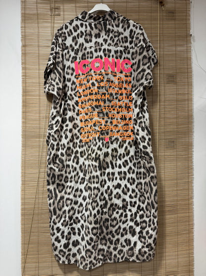 GRANDE TAILLE - Chemise tunique léopard ICONIC beige