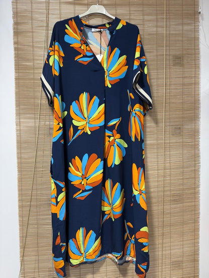 GRANDE TAILLE - Robe imprimée bleu marine