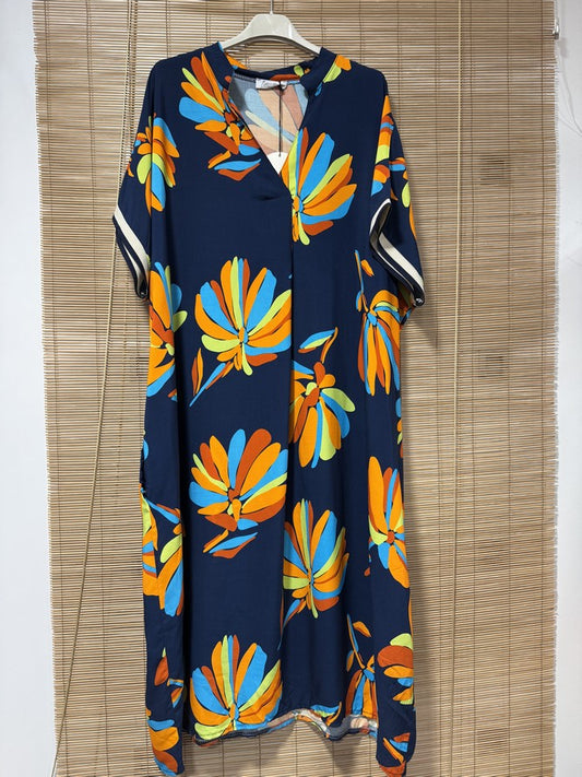 GRANDE TAILLE - Robe imprimée bleu marine