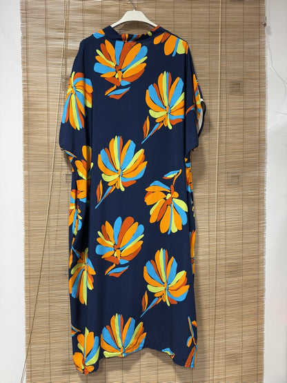 GRANDE TAILLE - Robe imprimée bleu marine
