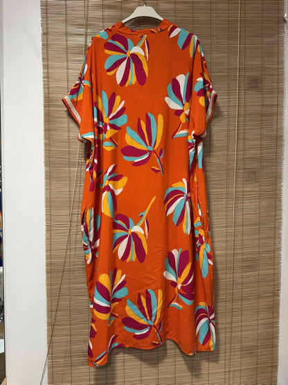 GRANDE TAILLE - Robe imprimée orange
