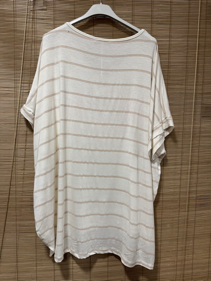 GRANDE TAILLE - Tunique marinière SUNSET St Tropez beige