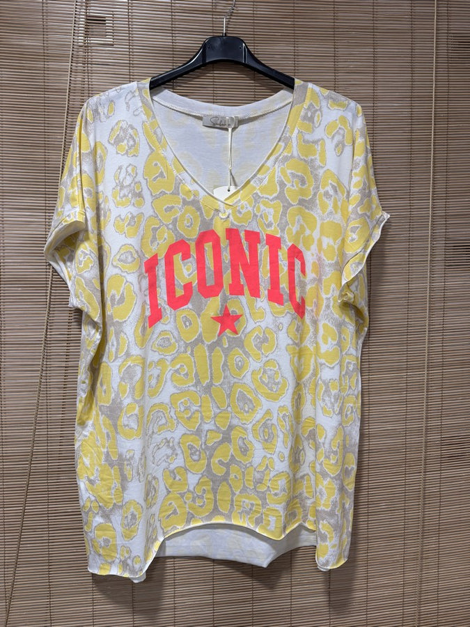 GRANDE TAILLE - T-shirt ICONIC léopard jaune