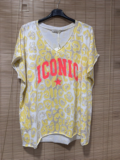 GRANDE TAILLE - T-shirt ICONIC léopard jaune