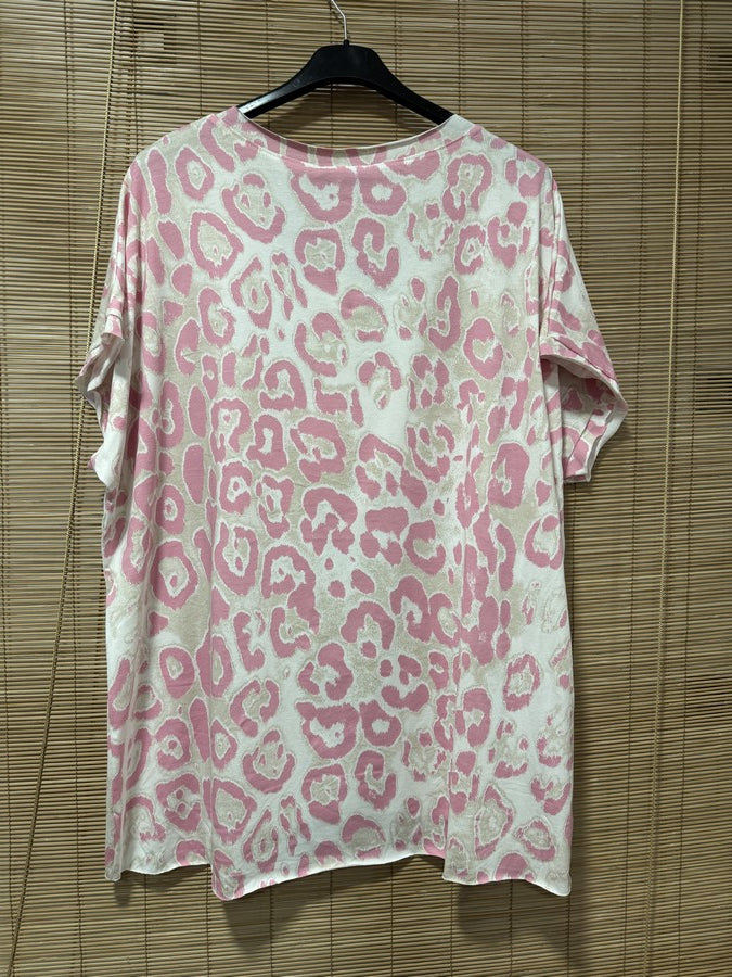 GRANDE TAILLE - T-shirt ICONIC léopard rose
