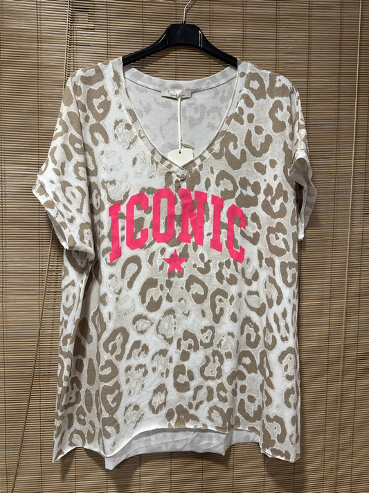 GRANDE TAILLE - T-shirt ICONIC léopard beige
