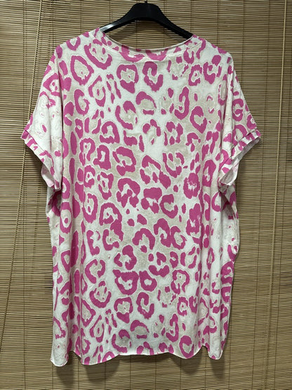 GRANDE TAILLE - T-shirt ICONIC léopard fuchsia