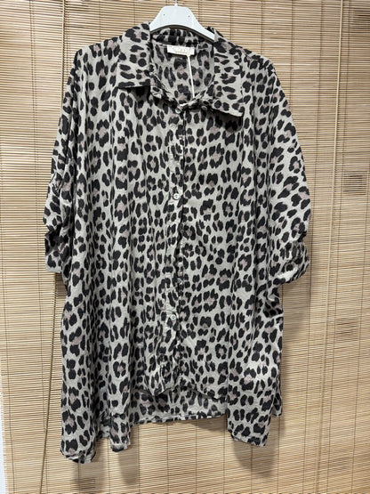 GRANDE TAILLE - Chemise léopard Soleil dos taupe