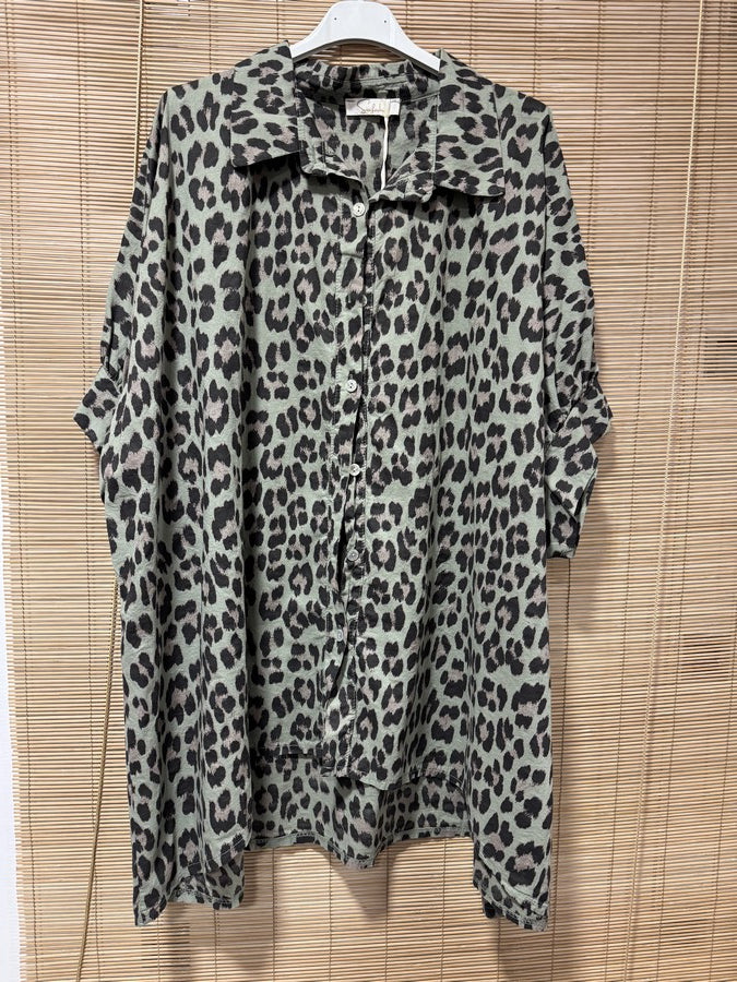 GRANDE TAILLE - Chemise léopard Soleil dos kaki