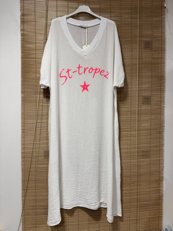 GRANDE TAILLE - Robe t-shirt St Tropez blanche