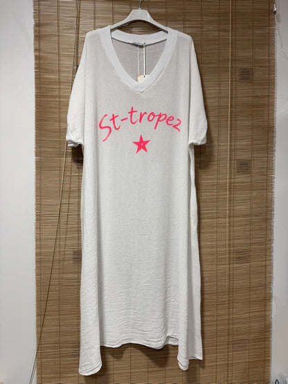 GRANDE TAILLE - Robe t-shirt St Tropez blanche
