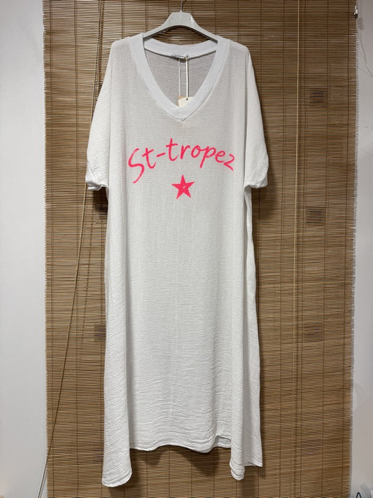 GRANDE TAILLE - Robe t-shirt St Tropez blanche
