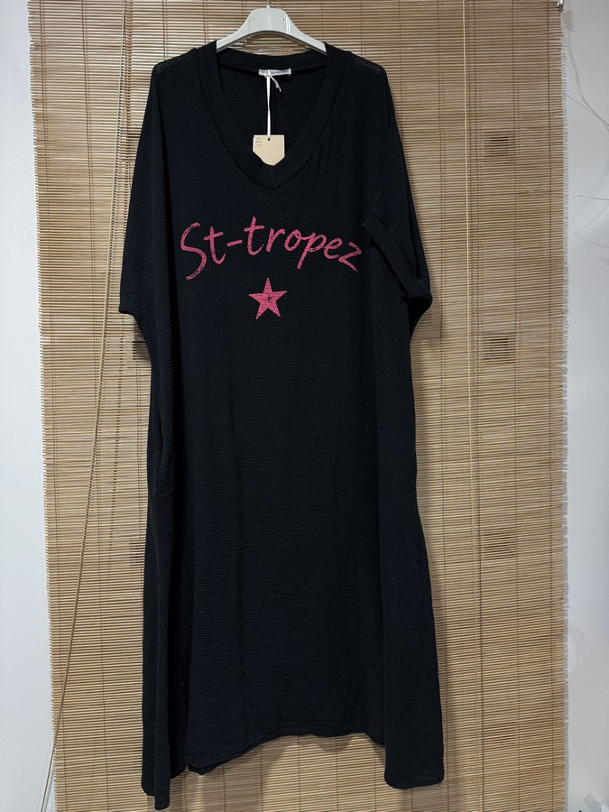GRANDE TAILLE - Robe t-shirt St Tropez noire