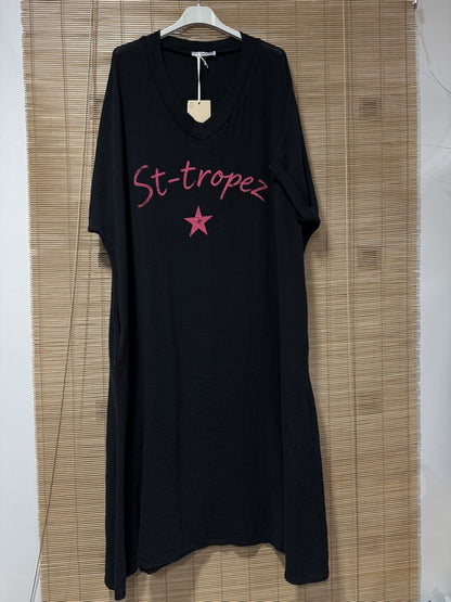 GRANDE TAILLE - Robe t-shirt St Tropez noire