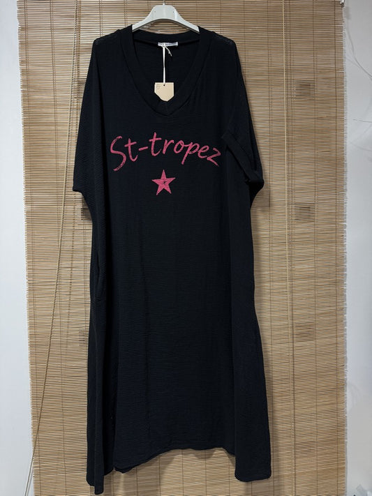 GRANDE TAILLE - Robe t-shirt St Tropez noire