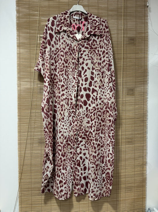GRANDE TAILLE - Robe chemise léopard St Tropez sable