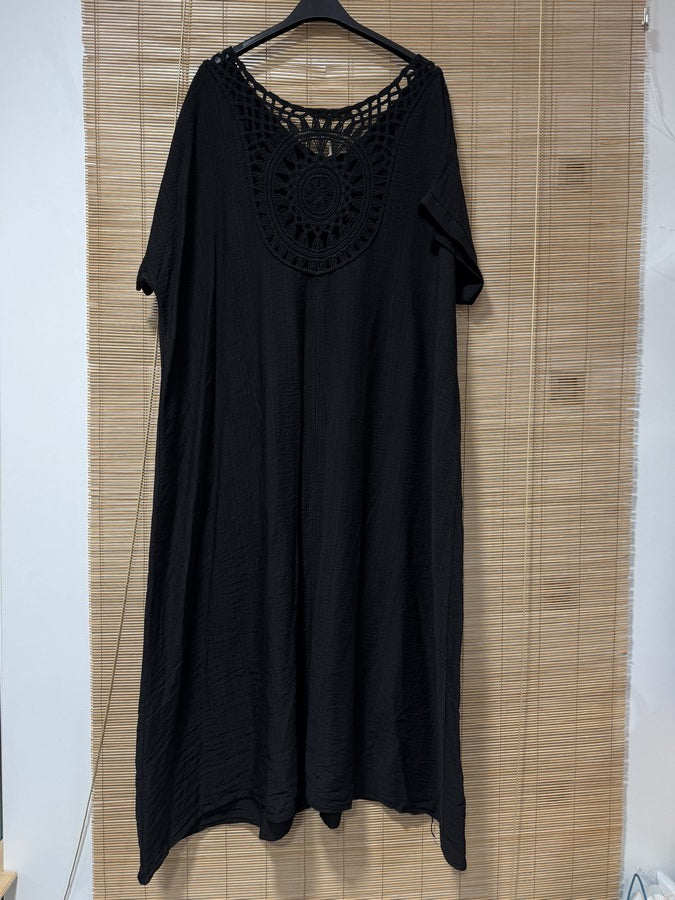 GRANDE TAILLE - Robe fluide brodé dans le dos noir