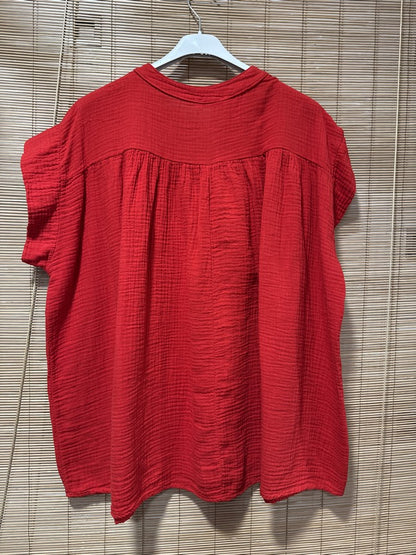 GRANDE TAILLE - Blouse gaze de coton rouge