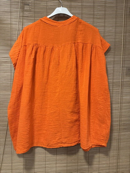 GRANDE TAILLE - Blouse gaze de coton orange