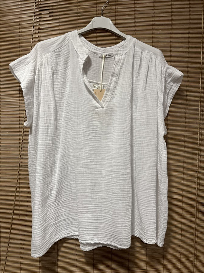 GRANDE TAILLE - Blouse gaze de coton blanche