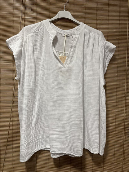 GRANDE TAILLE - Blouse gaze de coton blanche