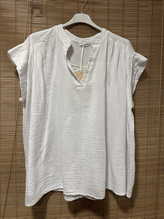 GRANDE TAILLE - Blouse gaze de coton blanche