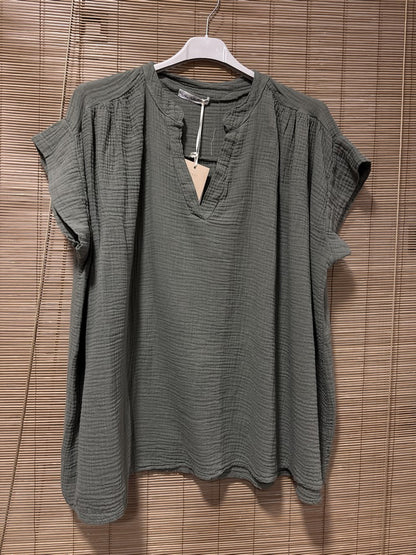 GRANDE TAILLE - Blouse gaze de coton kaki