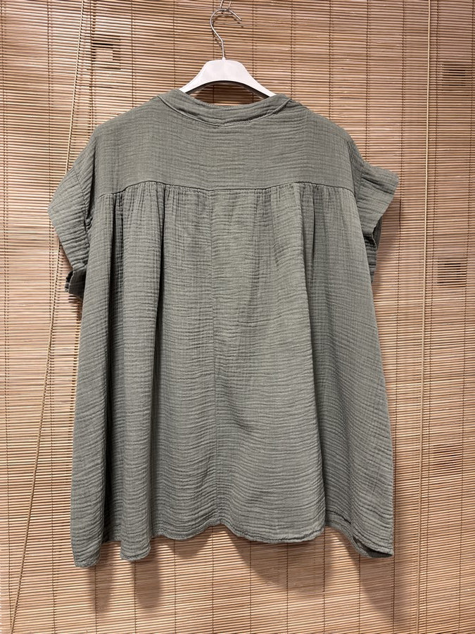 GRANDE TAILLE - Blouse gaze de coton kaki