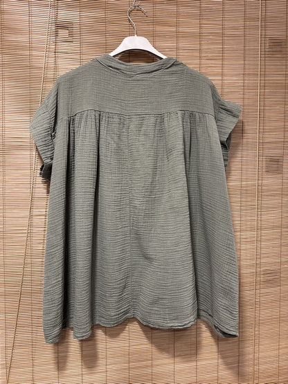 GRANDE TAILLE - Blouse gaze de coton kaki