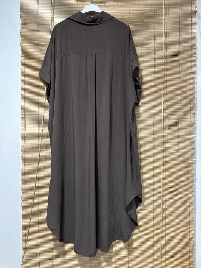 GRANDE TAILLE - Robe chemise fluide chocolat