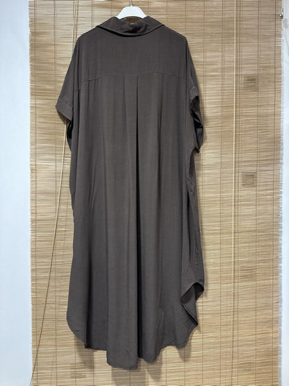 GRANDE TAILLE - Robe chemise fluide chocolat