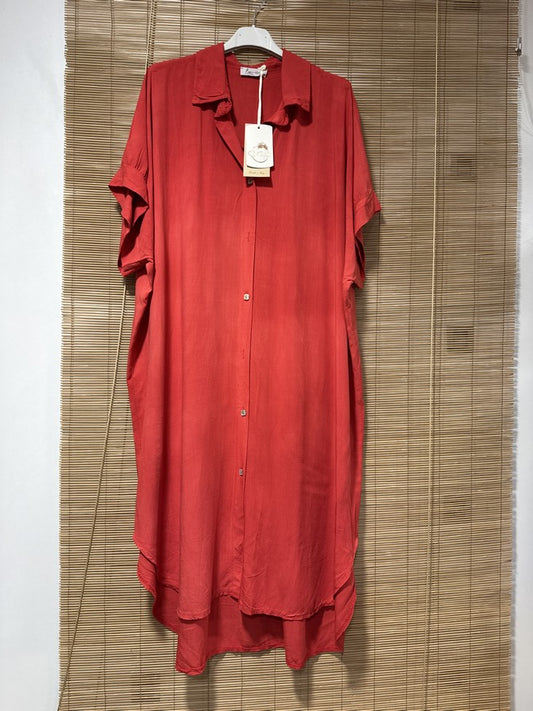 GRANDE TAILLE - Robe chemise fluide rouge