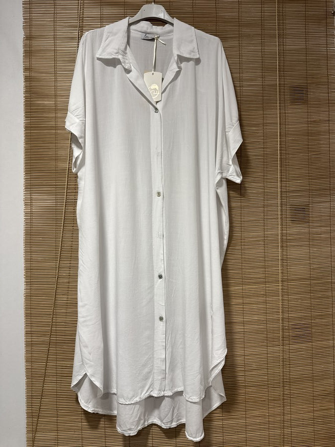 GRANDE TAILLE - Robe chemise fluide blanche