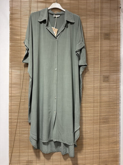 GRANDE TAILLE - Robe chemise fluide kaki