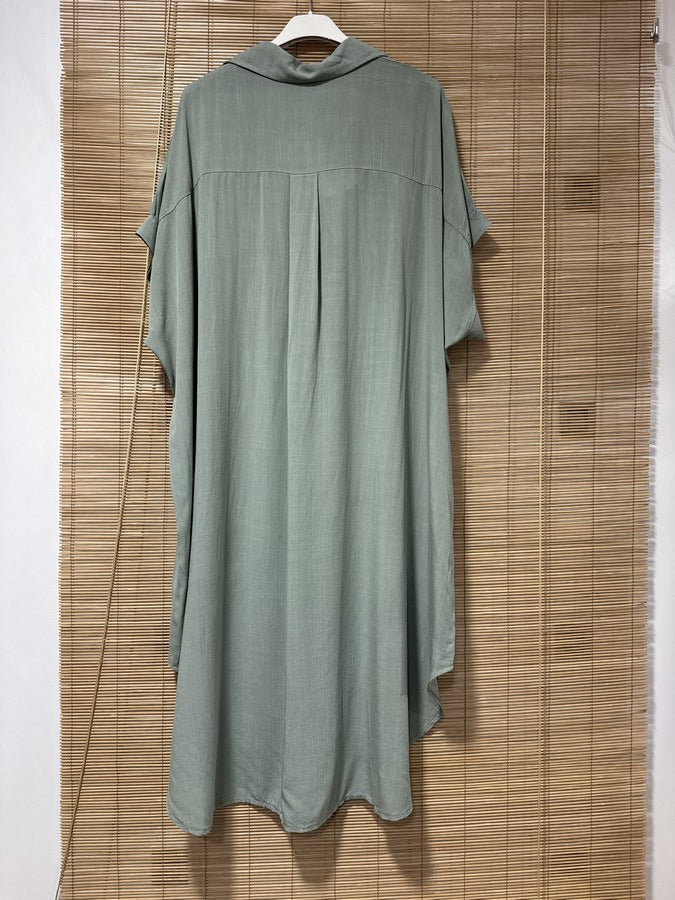 GRANDE TAILLE - Robe chemise fluide kaki