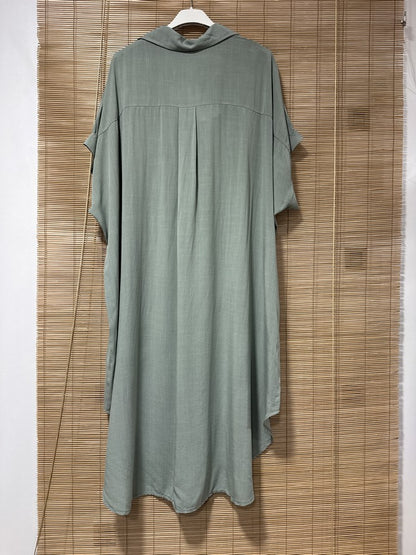 GRANDE TAILLE - Robe chemise fluide kaki