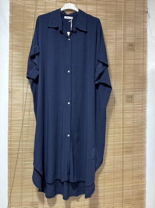 GRANDE TAILLE - Robe chemise fluide bleu roi