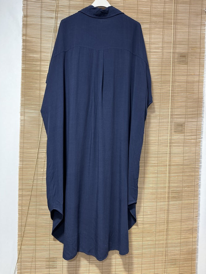 GRANDE TAILLE - Robe chemise fluide bleu roi