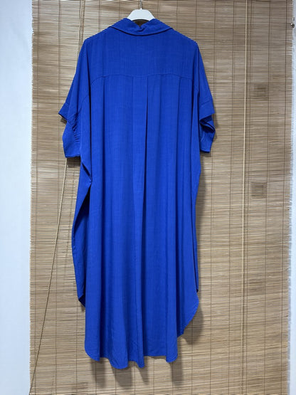 GRANDE TAILLE - Robe chemise fluide bleu roi