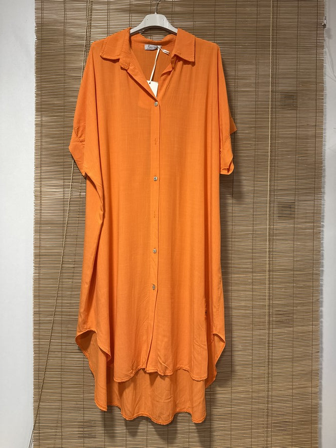 GRANDE TAILLE - Robe chemise fluide orange