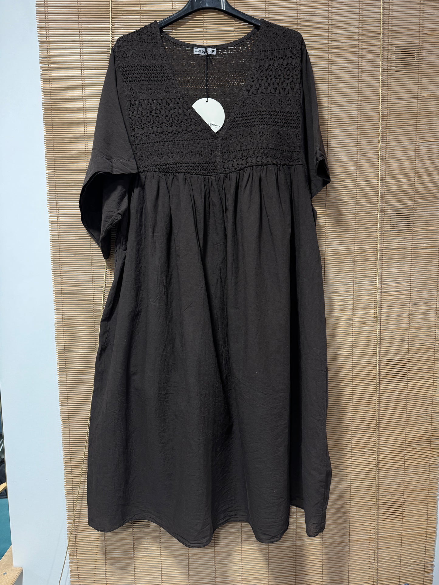 GRANDE TAILLE - Robe voile de coton broderies chocolat