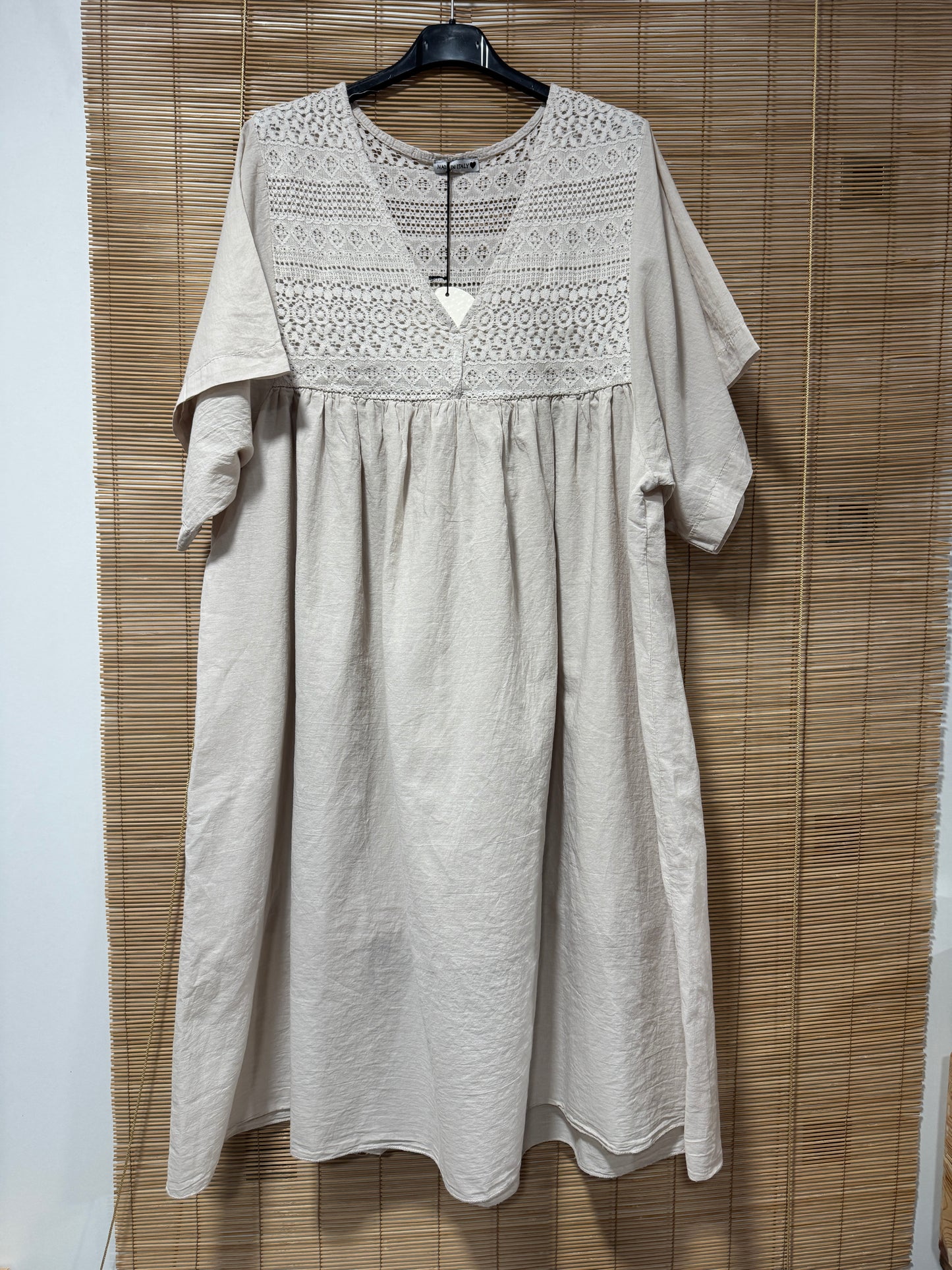 GRANDE TAILLE - Robe voile de coton broderies sable