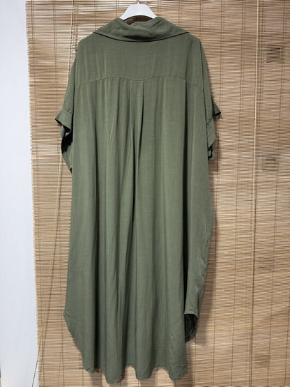 GRANDE TAILLE - Robe chemise fluide kaki