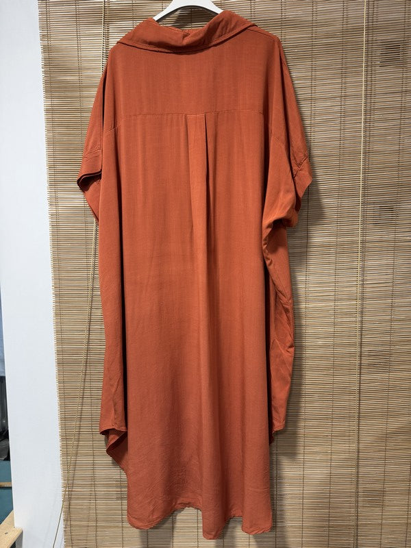 GRANDE TAILLE - Robe chemise fluide rouille