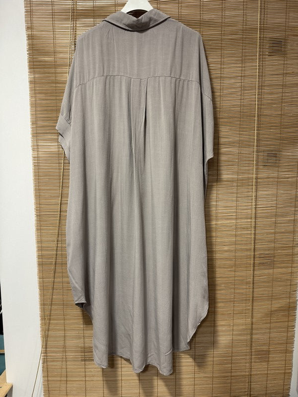 GRANDE TAILLE - Robe chemise fluide taupe